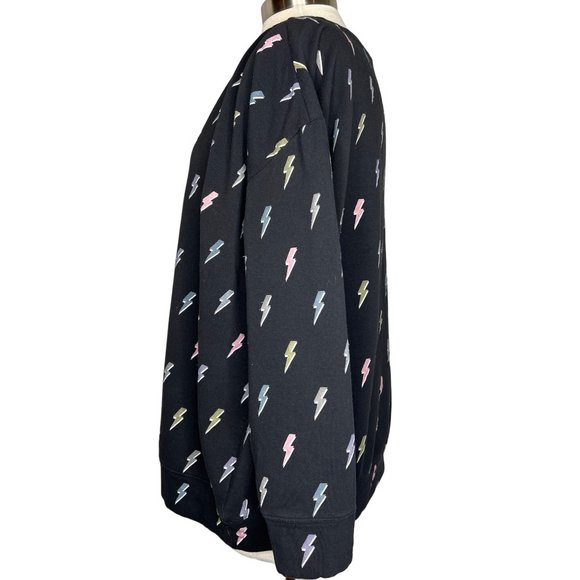 Torrid fleece women’s size 1-(14–16) black with gray pink gold lightning bolts d - Picture 3 of 14